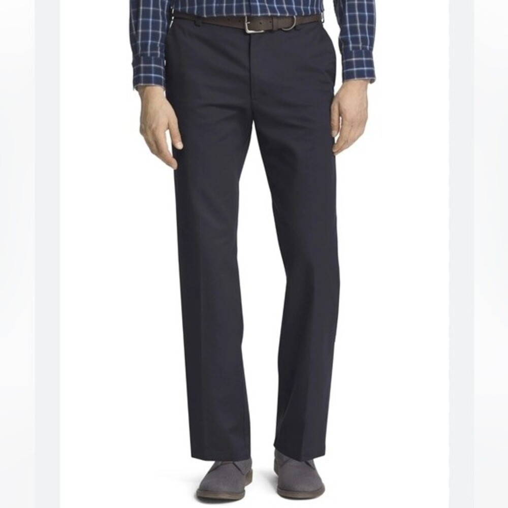NWT Izod Men's Pants Izod American Straight-Fit Flat Front Chino Sz 32x32 blue